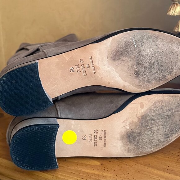 TE CASAN NY Limited Edition Beige Suede Knee-High Boots Size EU 39/ US 8.5 - Picture 8 of 9